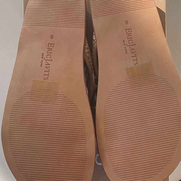 ERIC JAVITS NIB NOTTI RAFFIA PADDED SLIDE IN PEANUT Size 8 Retail $145 - Picture 7 of 10